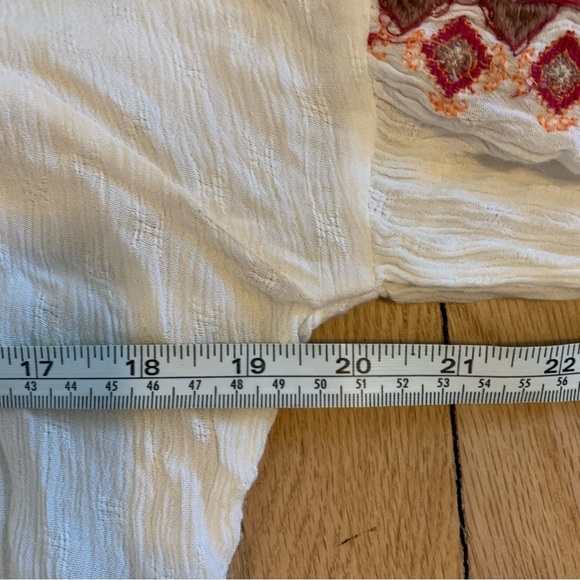 Free People Adrianna Embroidered White and Red Flowy High Low Tunic Medium - Picture 10 of 11